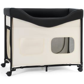 Elevated Lounge Pet Bed, Foldable Bunk Dog Bed with 600D Oxford Cloth and Dutch Velvet, Portable Raised Cot with Wheels, Side Storage Bags (Default: Default)